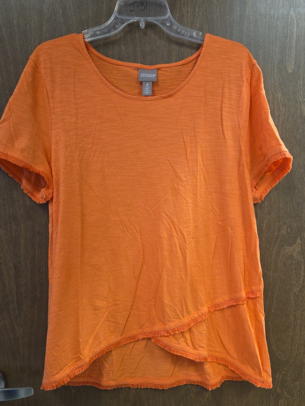 Chico's Orange Short-Sleeve Layered Asymmetrical Tee